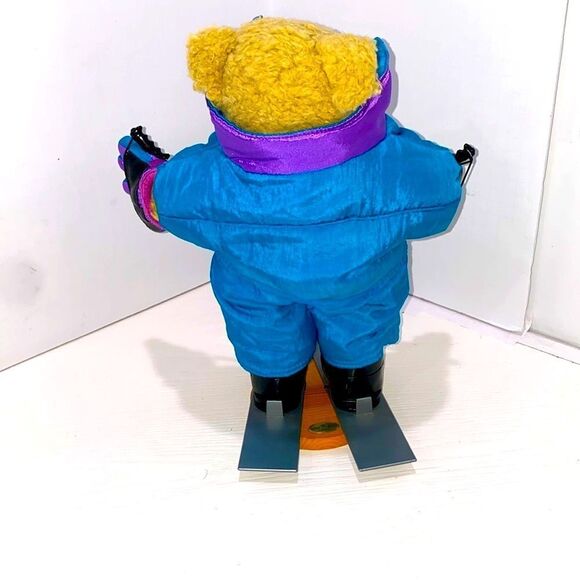 Tender Heart Treasures Vintage Kids Skiing Teddy Bear Toy - Blue and Purple - Picture 5 of 10